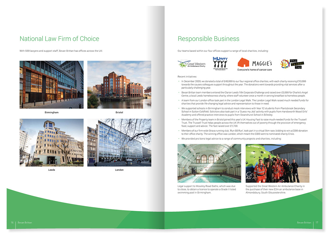 Bevan Brittan Welcome company brochure inner spread pages